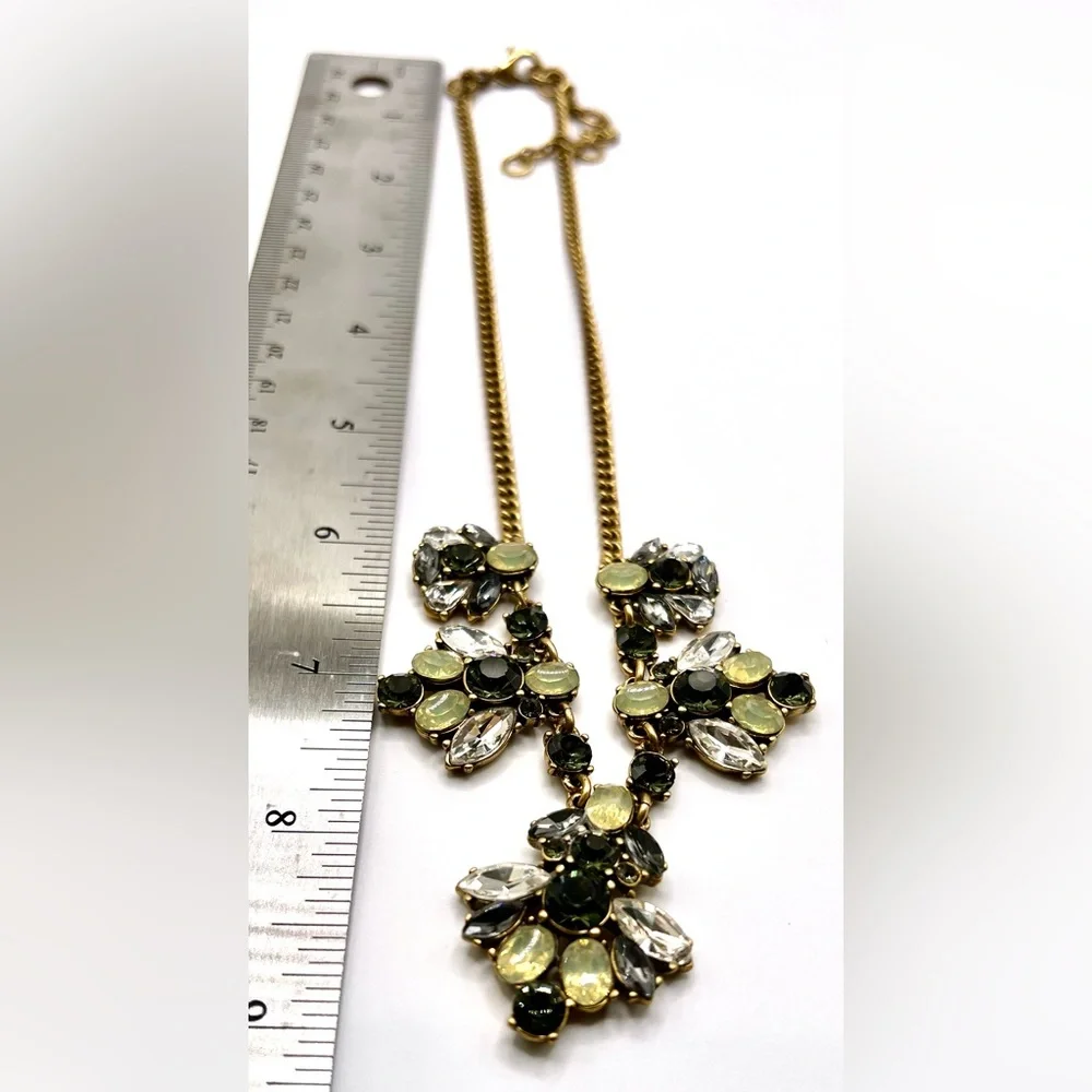 J. Crew Faceted Yellow , Smoky Topaz & Clear Faceted Rhinestone Necklace - Picture 3 of 6